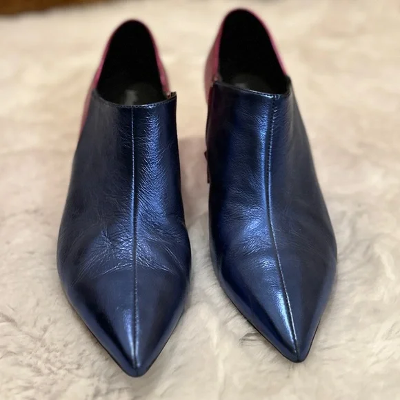 Jeffrey Campbell Size 8 EUC Pink Blue Metallic Heel Booties Worn Twice - Picture 6 of 9